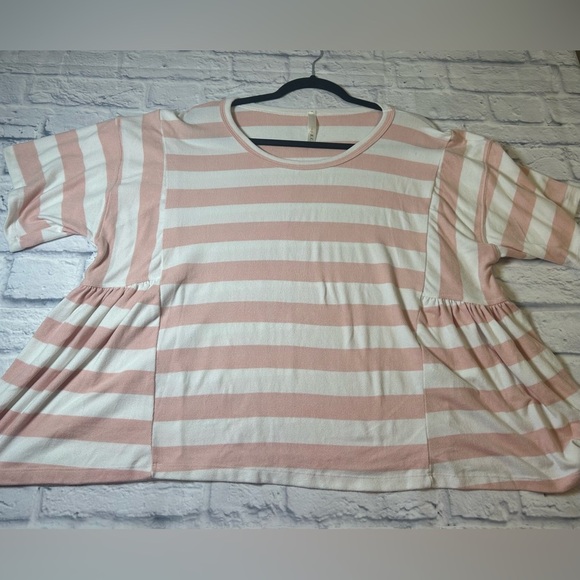 E. C. Striped Pink and White Women's Top w/ Stretch. Size XL. - Picture 4 of 8